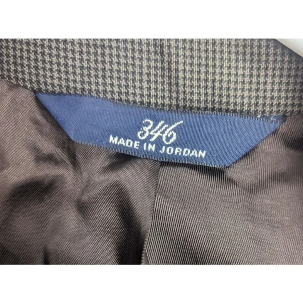 Brooks Brothers 346 Stretch Wool Men's Brown Black Houndstooth Sport Jacket 43R